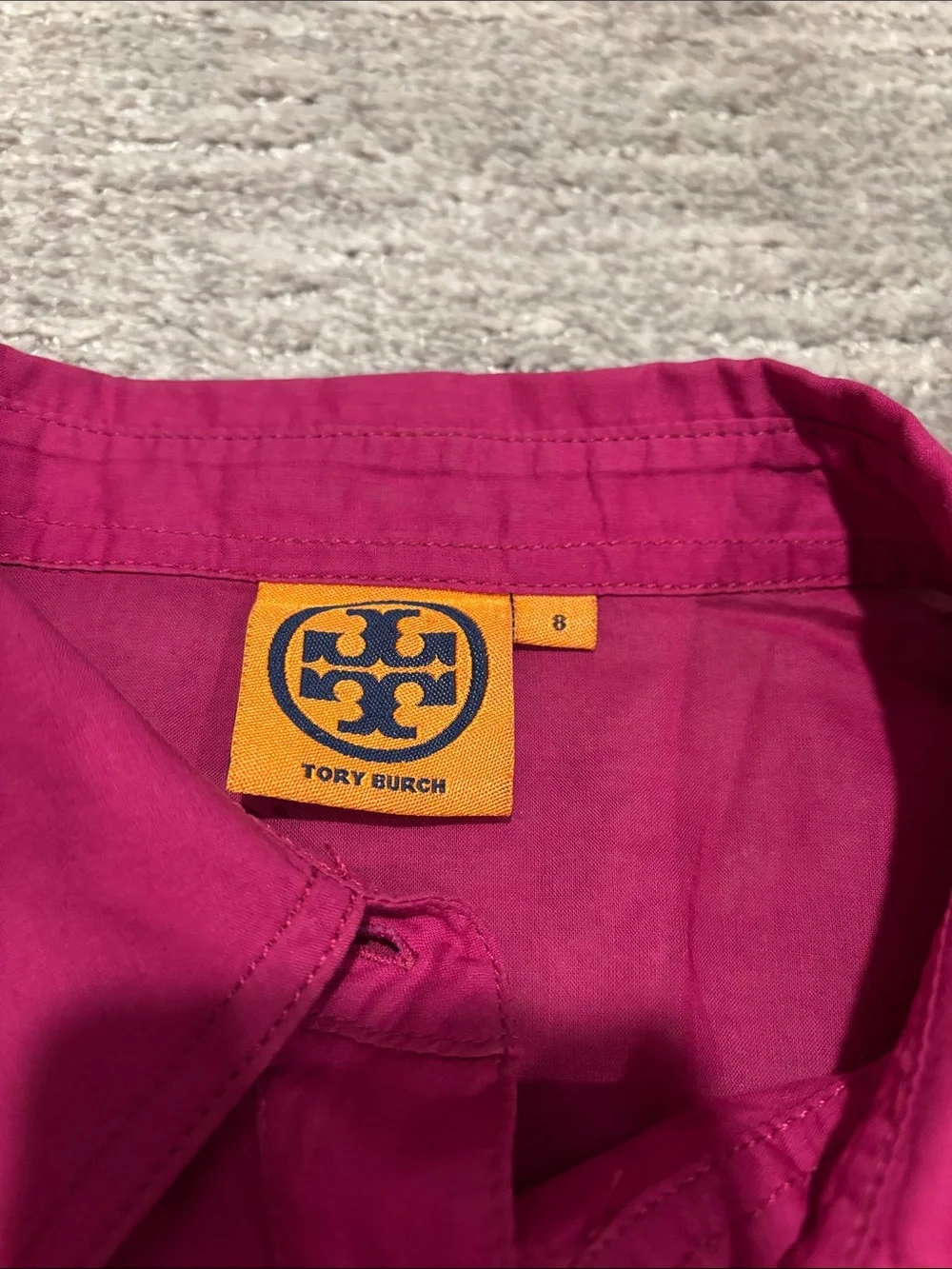 Tory Burch Women's Fuchsia Button-Up Utility Shirt size 8